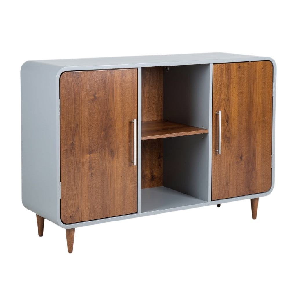 Stylowa szafka z drewna i metalu – nowoczesny design
