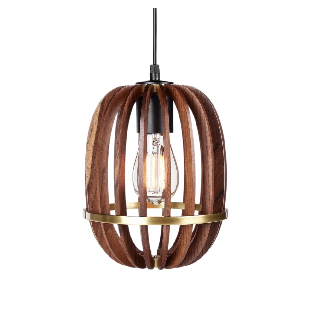 Lampa sufitowa w stylu industrialnym z drewna i metalu