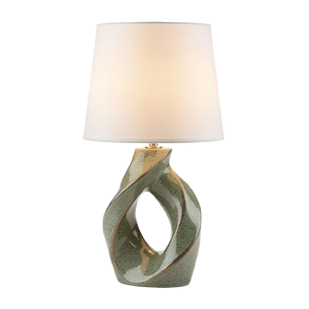 Nowoczesna lampa stołowa z ceramicznym kloszem